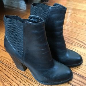 ALDO Black Leather Heeled Booties